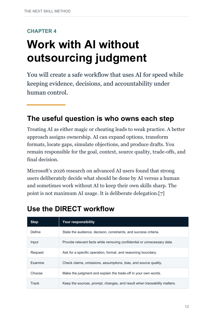 DIRECT AI workflow page from the ebook